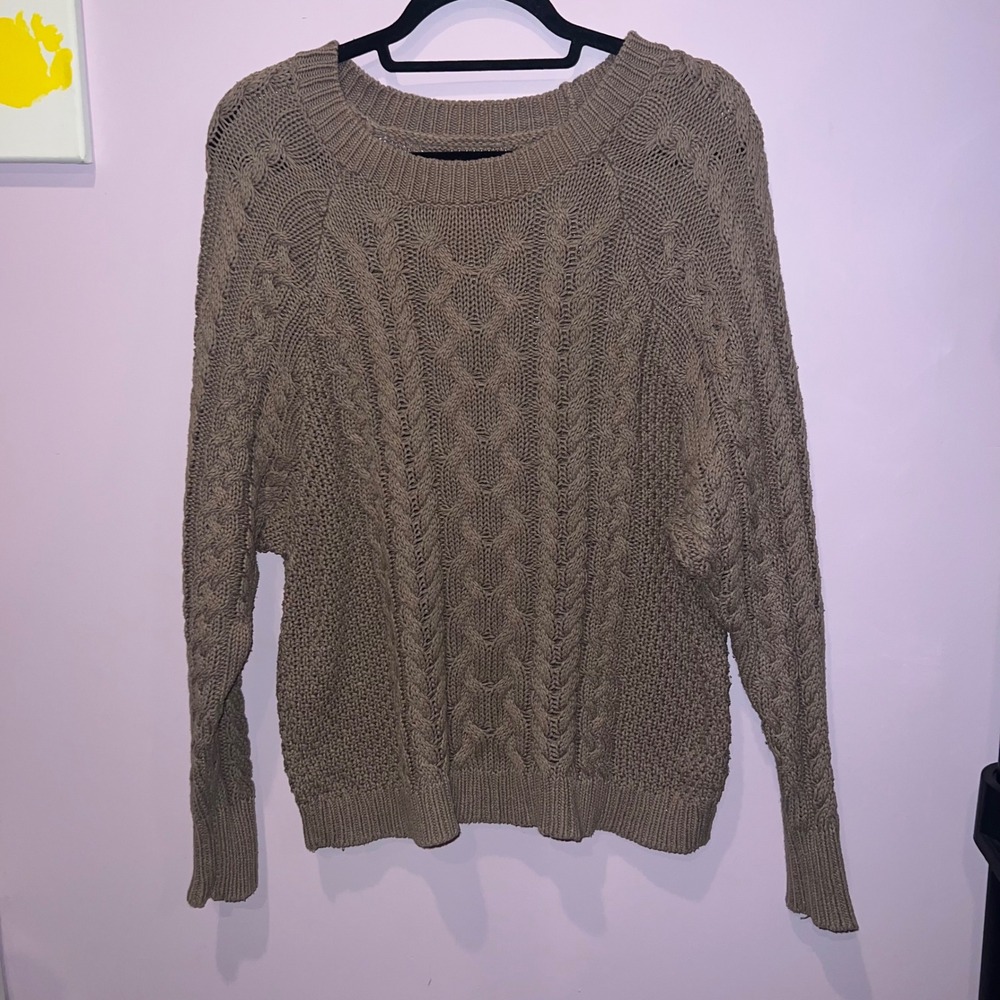Aerie Cable Knit Sweater Women's Small brown Pullover Casual Cozy‎ Small